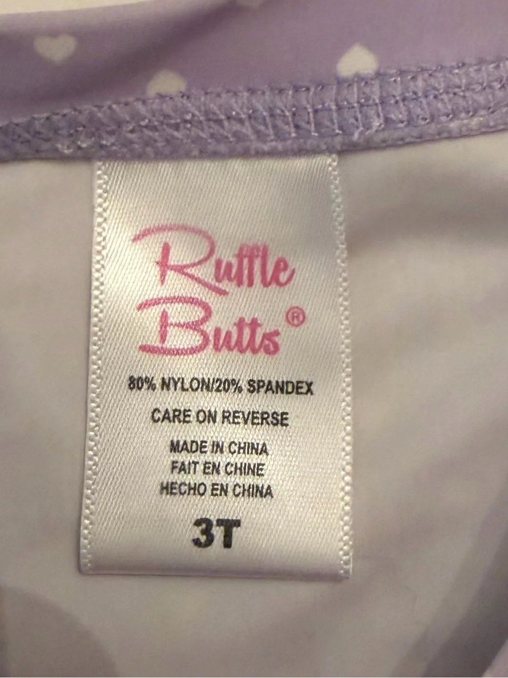RuffleButts Lavender Heart Rash Guard 2-Piece Bikini Set Size 3 T